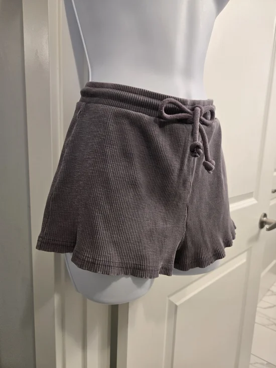 ZARA Purple Ribbed Drawstring Lounge Shorts. Size S - Picture 2 of 9